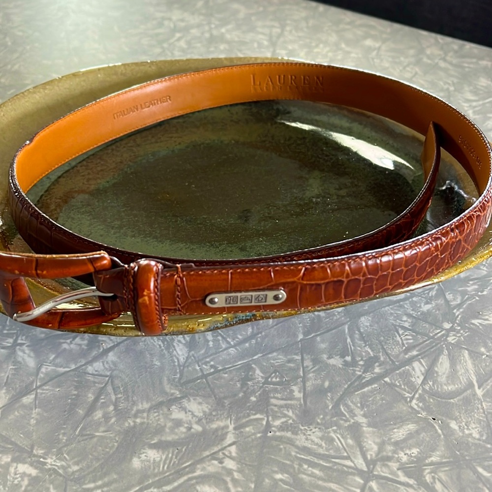 Ralph Lauren RLL Genuine Italian Leather Croc Embossed Belt Size: S